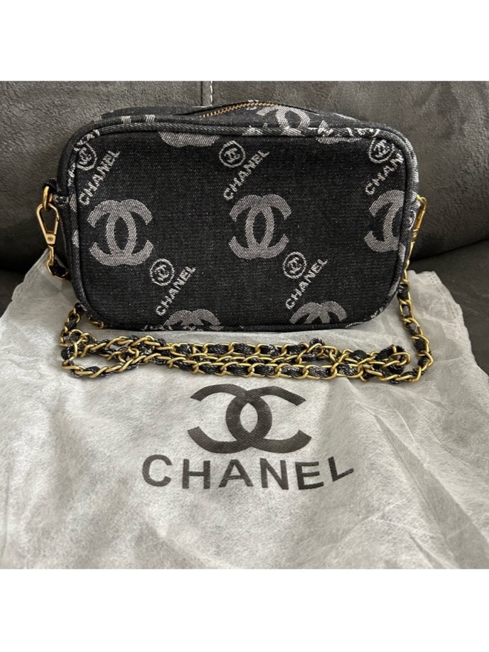 CHANEL Black Logo Canvas Crossbody Bag. VIP GWP